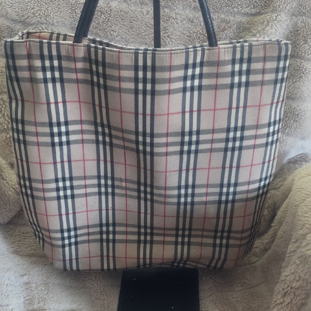 Burberry Checkered Tote - Beige, Black, and Red EUC